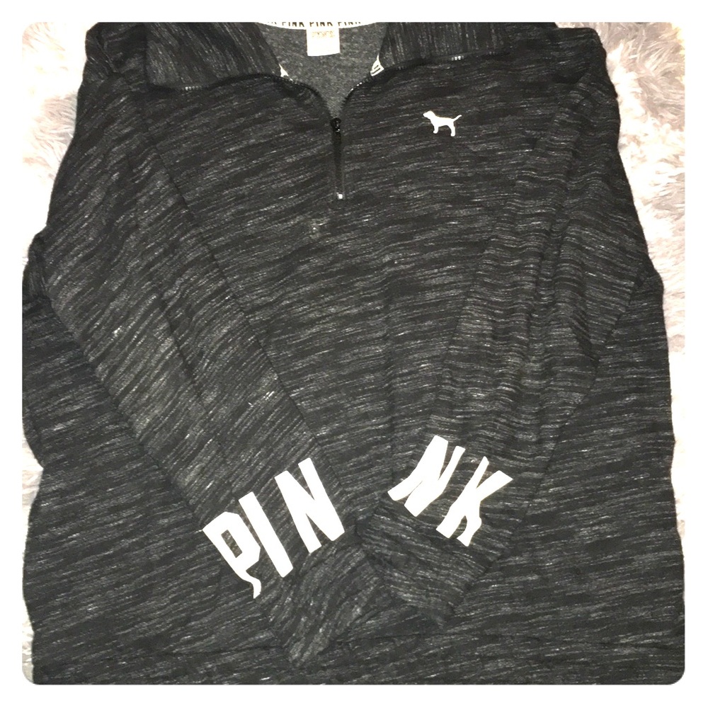 VS Pink grey half zip sweater